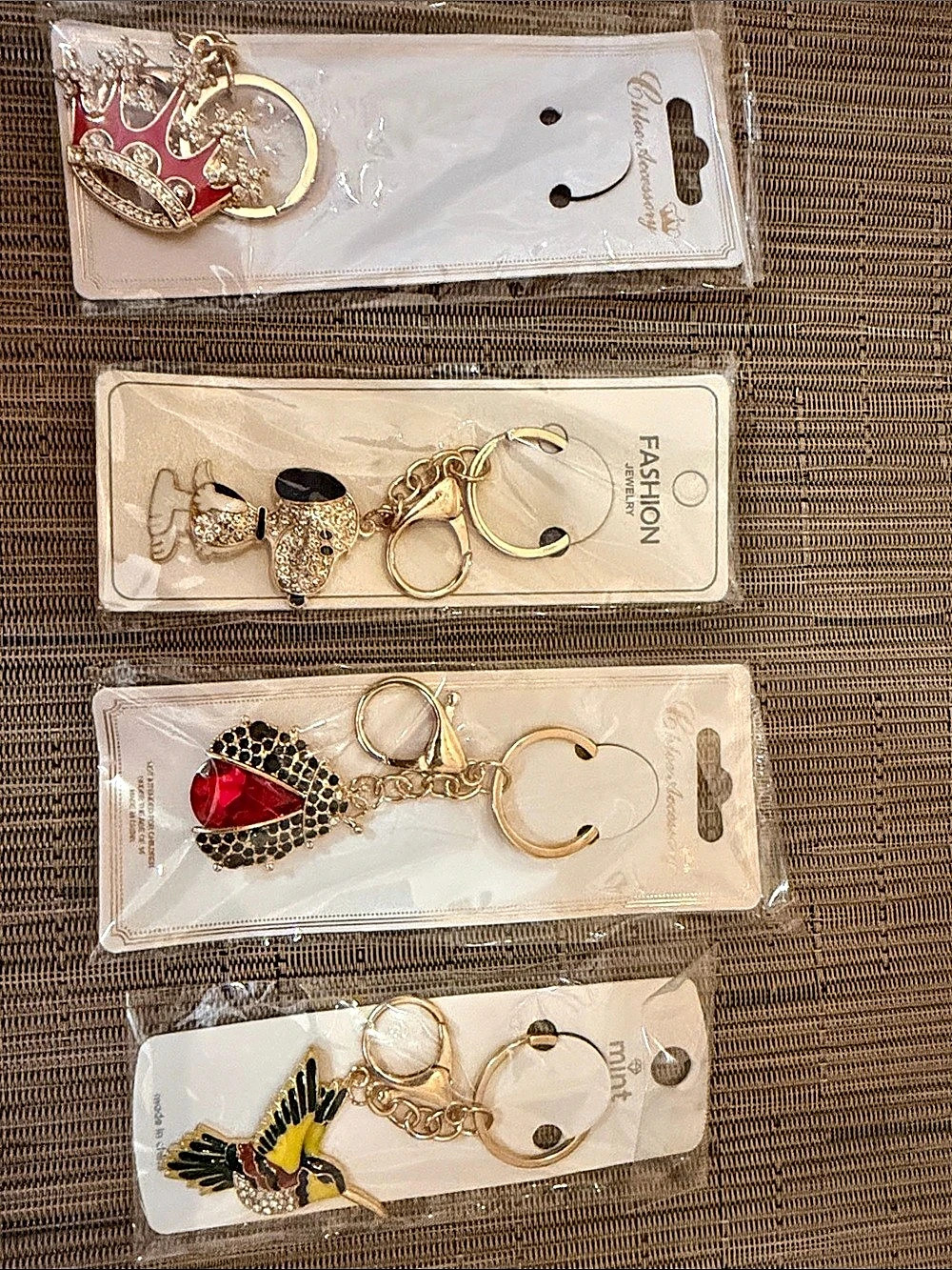 Gold-Tone Decorative Keychain/ Bag Charm Set of 4 NWT
